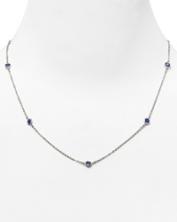 The occasion calls for something special, so slip on this simply styled Crislu sapphire stone necklace, crafted of sterling silver with a pure platinum finish. The occasion calls for something special, so slip on this simply styled Crislu sapphire stone necklace, crafted of sterling silver with a pure platinum finish.