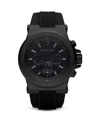 Make a style statement with this bold black watch from MICHAEL Michael Kors featuring Japanese movement. Make a style statement with this bold black watch from MICHAEL Michael Kors featuring Japanese movement.