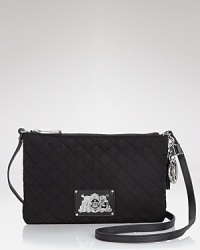 Size down and glam up with this lush, velour crossbody bag from Juicy Couture, punctuated by leather straps and rhinestone detailing. Size down and glam up with this lush, velour crossbody bag from Juicy Couture, punctuated by leather straps and rhinestone detailing.