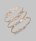 From the Sun Kissed Collection. Each side of this graceful bangle offers a tiara-like array of graduated gemstones in soft pastel shades, prong set in sterling silver and 18k gold finished in rich 18k rose goldplating.Rose quartz, clear quartz, amazonite and green gold citrine18k gold and sterling silver with 18k rose goldplatingDiameter, about 2½Imported