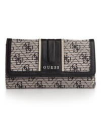 Find your signature style with this everyday essential from GUESS. This slim clutch design has a place for all your necessities from cards to cash. Carry it alone, or in your favorite GUESS purse to keep you organized all day and night long. Find your signature style with this everyday essential from GUESS. This slim clutch design has a place for all your necessities from cards to cash. Carry it alone, or in your favorite GUESS purse to keep you organized all day and night long.