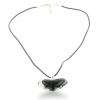 Floating Black Heart Murano Glass Pendant , 20 Inches Long