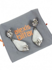 Alexis Bittar Jewelry - Teatro Moderne Rhodium Gem Adorned Shield Clear Earrings Alexis Bittar Jewelry - Teatro Moderne Rhodium Gem Adorned Shield Clear Earrings