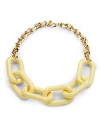 THE LOOKLink designResin and 22k goldplatedS hook closureTHE MEASUREMENTWidth, about 1½Length, about 19ORIGINImported THE LOOKLink designResin and 22k goldplatedS hook closureTHE MEASUREMENTWidth, about 1½Length, about 19ORIGINImported