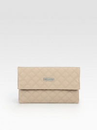 Sumptuous quilted leather design crafted in a sleek foldover silhouette.Magnetic flap closure Open pocket and zip pocket under flap Inside compartment from top of flap Fully lined 11½W X 7H X 1D Made in Italy Sumptuous quilted leather design crafted in a sleek foldover silhouette.Magnetic flap closure Open pocket and zip pocket under flap Inside compartment from top of flap Fully lined 11½W X 7H X 1D Made in Italy