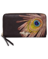 Flock to functional and free-spirited style with this bold graphic-splashed wallet from Elliot Lucca. Crafted from supple leather and accented with signature detailing, it flaunts multiple pockets for effortless go-everywhere accessorizing. Flock to functional and free-spirited style with this bold graphic-splashed wallet from Elliot Lucca. Crafted from supple leather and accented with signature detailing, it flaunts multiple pockets for effortless go-everywhere accessorizing.