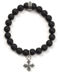 The sparkle of pavé meets mysterious matte onyx on this California-cool bracelet from Queen Baby. The sparkle of pavé meets mysterious matte onyx on this California-cool bracelet from Queen Baby.