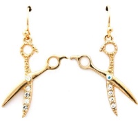 Trendy Sparkling Clear Crystal Scissors Barber Shears Charms Dangle Earrings Gold Plating Trendy Sparkling Clear Crystal Scissors Barber Shears Charms Dangle Earrings Gold Plating