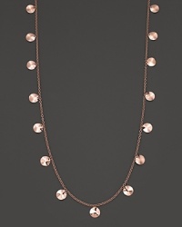 Paillettes of rose gold over sterling silver are strung along a delicate chain, evoking a sophisticated take on pure glitz and glamour. Paillettes of rose gold over sterling silver are strung along a delicate chain, evoking a sophisticated take on pure glitz and glamour.