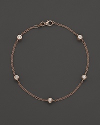 Diamond stations on a fine rose gold chain bracelet. Diamond stations on a fine rose gold chain bracelet.