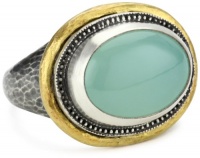 GURHAN Gauntlet Single Stone Silver with Gold Chalcedony Ring, Size 7 GURHAN Gauntlet Single Stone Silver with Gold Chalcedony Ring, Size 7
