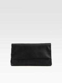 Supple leather in a classic shape, perfect for any look.Flap closureOne zip pocket under flapFully lined16¾W X 7¼H X 1DMade in Italy Supple leather in a classic shape, perfect for any look.Flap closureOne zip pocket under flapFully lined16¾W X 7¼H X 1DMade in Italy