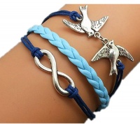 Plating Retro Silver Birds & Infinity Wish Bracelet Navy Ropes Light Blue Braided Personalized Charm Jewelry Friendship Gift 1185r Plating Retro Silver Birds & Infinity Wish Bracelet Navy Ropes Light Blue Braided Personalized Charm Jewelry Friendship Gift 1185r