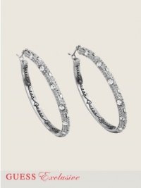 GUESS Disc Hoop Earrings, SILVER GUESS Disc Hoop Earrings, SILVER