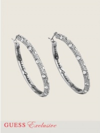 GUESS Disc Hoop Earrings, SILVER