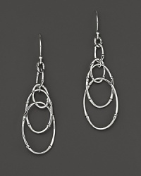 Overlapping ovals of bamboo-shaped sterling silver gently swing and dangle. Overlapping ovals of bamboo-shaped sterling silver gently swing and dangle.