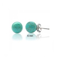 Bling Jewelry 925 Sterling Silver Turquoise Gemstone Ball Stud Earrings 6mm