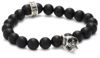Queen Baby Black Onyx Bead with Silver Skull Bracelet Queen Baby Black Onyx Bead with Silver Skull Bracelet