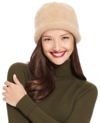Top off your everyday look with this cozy angora cap from Nine West that keeps the cold from cramping your style. Top off your everyday look with this cozy angora cap from Nine West that keeps the cold from cramping your style.