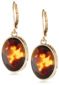 Anne Klein Tanyard Gold-Tone Tortoise Colored Oval Drop Earrings Anne Klein Tanyard Gold-Tone Tortoise Colored Oval Drop Earrings