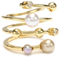 Majorica 4mm Multi-Pearls with Cubic Zirconia on Endless Sterling Silver Ring, Size 7 Majorica 4mm Multi-Pearls with Cubic Zirconia on Endless Sterling Silver Ring, Size 7