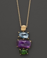 Topaz and amethyst form a dazzling pendant on this 18K yellow gold necklace from Marco Bicego. Topaz and amethyst form a dazzling pendant on this 18K yellow gold necklace from Marco Bicego.