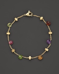 From the Paradise collection, the single stranded, multi-colored semi precious stone bracelet, designed by Marco Bicego. From the Paradise collection, the single stranded, multi-colored semi precious stone bracelet, designed by Marco Bicego.