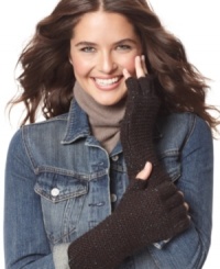 Twinkle, twinkle, all winter long. Steve Madden lights up these adorably funky gloves with metallic threading. With its open thumb and half-finger design, you'll be free to text while staying toasty and chic. Twinkle, twinkle, all winter long. Steve Madden lights up these adorably funky gloves with metallic threading. With its open thumb and half-finger design, you'll be free to text while staying toasty and chic.