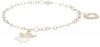 Klassics 10k Yellow Gold Puffed Diamond Cut Dangle Heart Bracelet, 7,75