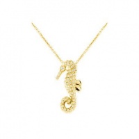 Meira T 14K Yellow Gold & Diamonds Seahorse Charm Necklace Meira T 14K Yellow Gold & Diamonds Seahorse Charm Necklace