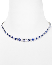 An elegant wear now, keep forever Crislu piece, composed of stunning sapphire and cubic zirconia stones, set in sterling silver with a pure platinum finish. An elegant wear now, keep forever Crislu piece, composed of stunning sapphire and cubic zirconia stones, set in sterling silver with a pure platinum finish.