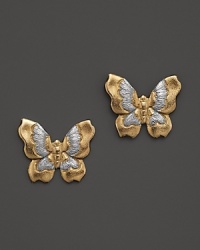 Delicate butterflies are detailed in 18K yellow gold accents on these post earrings from Buccellati. Delicate butterflies are detailed in 18K yellow gold accents on these post earrings from Buccellati.