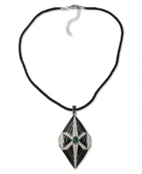 Show your support in style. Carolee's 40th Anniversary Limited Edition pendant necklace, crafted from silver tone mixed metal, features sparkling glass accents. Approximate length: 16 inches + 2-inch extender. Approximate drop: 2-3/4 inches. Show your support in style. Carolee's 40th Anniversary Limited Edition pendant necklace, crafted from silver tone mixed metal, features sparkling glass accents. Approximate length: 16 inches + 2-inch extender. Approximate drop: 2-3/4 inches.