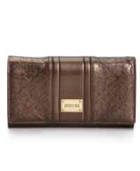 Get yourself instantly organized with this signature-embossed Kenneth Cole Reaction wallet that discretely slips into your handbag and safely stows cash, coins, cards and ID, along with a few other extra essentials. Get yourself instantly organized with this signature-embossed Kenneth Cole Reaction wallet that discretely slips into your handbag and safely stows cash, coins, cards and ID, along with a few other extra essentials.