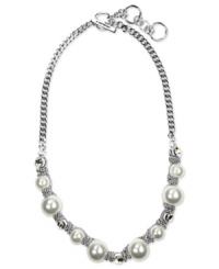 Givenchy's gorgeous necklace design combines imitation pearls and sparkling crystals in a stylish frontal setting. Crafted in imitation rhodium plated mixed metal. Approximate length: 16 inches + 2-inch extender. Givenchy's gorgeous necklace design combines imitation pearls and sparkling crystals in a stylish frontal setting. Crafted in imitation rhodium plated mixed metal. Approximate length: 16 inches + 2-inch extender.
