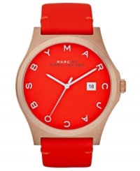 A watch as vibrant as you are: Marc by Marc Jacobs presents a coral-hued design complemented with rose-gold tones. A watch as vibrant as you are: Marc by Marc Jacobs presents a coral-hued design complemented with rose-gold tones.