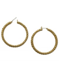 Haute hoops. This pair of earrings from T Tahari's Essentials Collection is crafted from gold-tone mixed metal with a link design adding a stylish touch. Approximate diameter: 1-13/16 inches. Haute hoops. This pair of earrings from T Tahari's Essentials Collection is crafted from gold-tone mixed metal with a link design adding a stylish touch. Approximate diameter: 1-13/16 inches.
