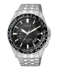 On time, every time, in every city. This ultra-tough Citizen Eco-Drive world time watch stays constantly accurate with radio signals received from Japan, Germany, China and USA. On time, every time, in every city. This ultra-tough Citizen Eco-Drive world time watch stays constantly accurate with radio signals received from Japan, Germany, China and USA.