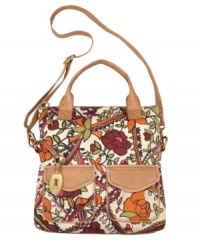 Keep your cool with this casual tote from Fossil. Gold-tone charms and a cheerful print add eye-catching appeal to this everyday design. Keep your cool with this casual tote from Fossil. Gold-tone charms and a cheerful print add eye-catching appeal to this everyday design.