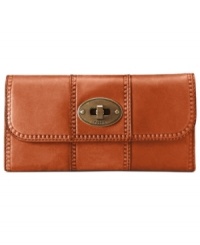 Stash your essentials in practical yet posh style with this exquisite silhouette from Fossil. Soft, sumptuous leather and vintage-inspired detailing add instant appeal, while plenty of discrete pockets and compartments offer superb organization within. Stash your essentials in practical yet posh style with this exquisite silhouette from Fossil. Soft, sumptuous leather and vintage-inspired detailing add instant appeal, while plenty of discrete pockets and compartments offer superb organization within.