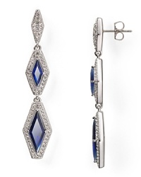 A jewel box favorite now and forever, these timeless Lora Paolo cubic zirconia earrings sparkle with sapphire crystals and dangling drops, crafted of rhodium-plate. A jewel box favorite now and forever, these timeless Lora Paolo cubic zirconia earrings sparkle with sapphire crystals and dangling drops, crafted of rhodium-plate.