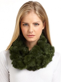 THE LOOKLush pieced rabbit fur pompoms are strung togetherInfinity loop designTHE FIT9W X 13LTHE MATERIALDyed rabbit furCARE & ORIGINDry clean by fur specialistImportedFur origin: China THE LOOKLush pieced rabbit fur pompoms are strung togetherInfinity loop designTHE FIT9W X 13LTHE MATERIALDyed rabbit furCARE & ORIGINDry clean by fur specialistImportedFur origin: China