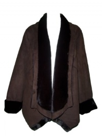 Michael Kors Faux Fur Drape Shearling Warm Coat Chocolate Brown Size Large Michael Kors Faux Fur Drape Shearling Warm Coat Chocolate Brown Size Large