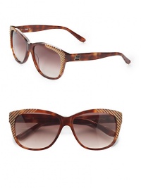 THE LOOKRound cat's-eye silhouetteAcetate framesMetal logo at temple UV protectionSignature case includedTHE COLORTortoise frames with striped detailing and brown gradient lensesORIGINMade in France THE LOOKRound cat's-eye silhouetteAcetate framesMetal logo at temple UV protectionSignature case includedTHE COLORTortoise frames with striped detailing and brown gradient lensesORIGINMade in France