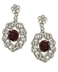 Fashion-forward flowers. These drop earrings from 2028 are crafted from silver-tone mixed metal with glass crystal stones and cranberry-colored flower details providing an elegant touch. Approximate drop: 1-1/4 inches. Fashion-forward flowers. These drop earrings from 2028 are crafted from silver-tone mixed metal with glass crystal stones and cranberry-colored flower details providing an elegant touch. Approximate drop: 1-1/4 inches.