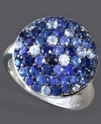 Cool it down in shades of blue. Balissima by Effy Collection's button ring features pave-set sapphires (2-9/10 ct. t.w.) in a range of hues. Set in sterling silver. Size 7. Cool it down in shades of blue. Balissima by Effy Collection's button ring features pave-set sapphires (2-9/10 ct. t.w.) in a range of hues. Set in sterling silver. Size 7.
