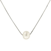 14k White Gold Freshwater Cultured Single Pearl Pendant Necklace (8mm ), 18 14k White Gold Freshwater Cultured Single Pearl Pendant Necklace (8mm ), 18