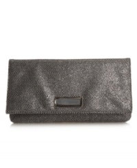 Add some shine to your night-out ensemble with this eye-catching clutch by BCBGeneration. This foldover design features an all-over sheen and a gorgeous gem-inspired logo at front. Add some shine to your night-out ensemble with this eye-catching clutch by BCBGeneration. This foldover design features an all-over sheen and a gorgeous gem-inspired logo at front.