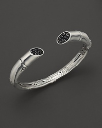 Glittering black sapphire pavé adds stunning beauty to the ends of this sterling silver bracelet from the John Hardy Bamboo collection. Glittering black sapphire pavé adds stunning beauty to the ends of this sterling silver bracelet from the John Hardy Bamboo collection.