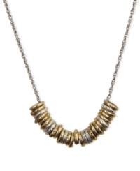 Ring in the new with this necklace from Lucky Brand. Crafted from gold- and silver-tone mixed metal, the fashionable necklace features numerous rings around the chain and glass crystal accents. Approximate length: 29 inches + 2-inch extender. Ring in the new with this necklace from Lucky Brand. Crafted from gold- and silver-tone mixed metal, the fashionable necklace features numerous rings around the chain and glass crystal accents. Approximate length: 29 inches + 2-inch extender.